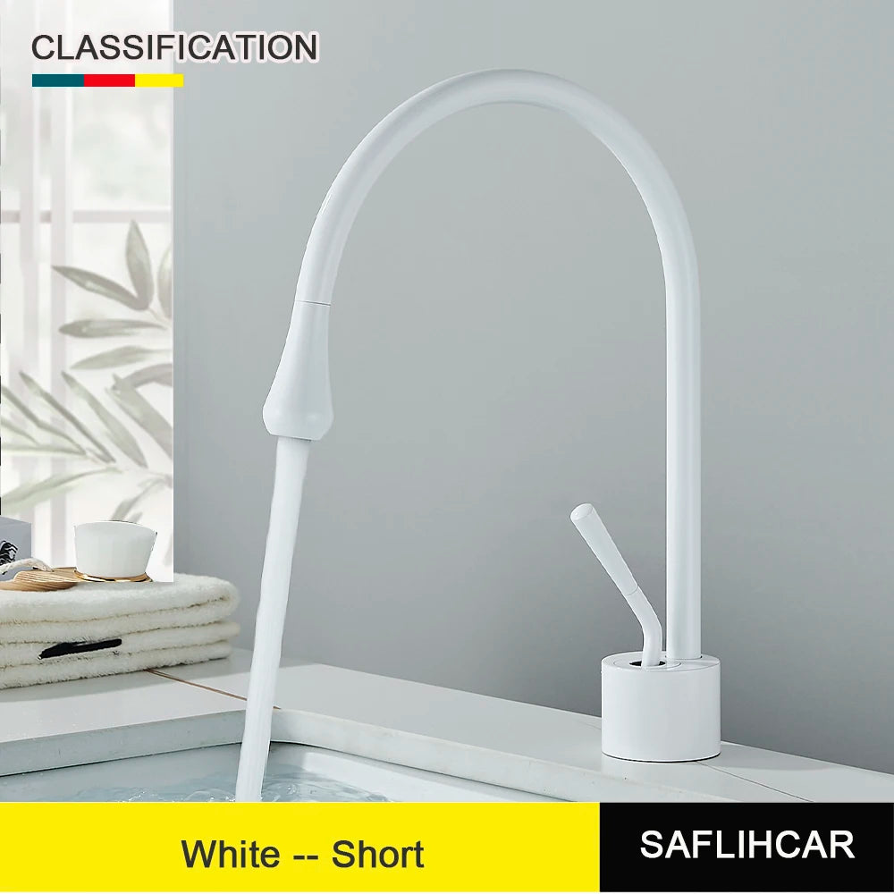 SAFLIHCAR Deck Mounted Basin Faucet Single Handle Hot Cold Tap