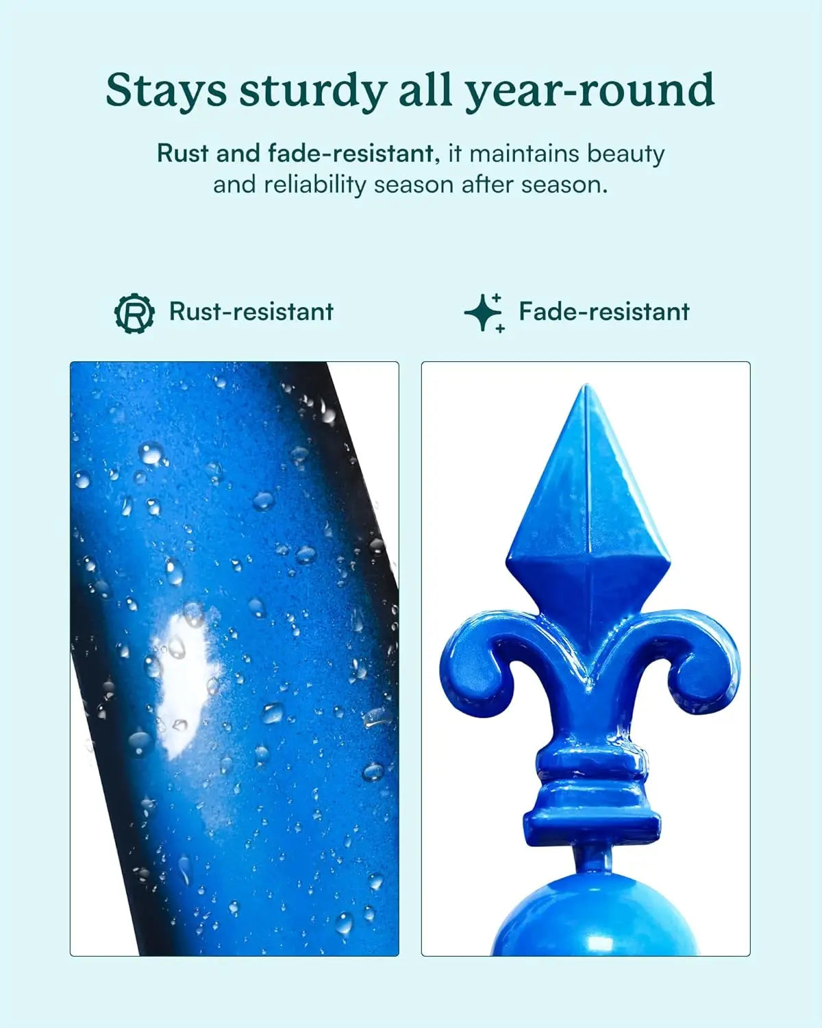 Metal Wind Spinner Garden Decor With Blue Lotus Weather Resistant