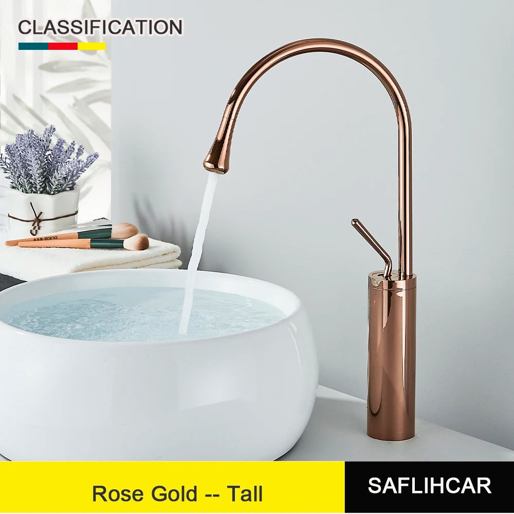 SAFLIHCAR Deck Mounted Basin Faucet Single Handle Hot Cold Tap