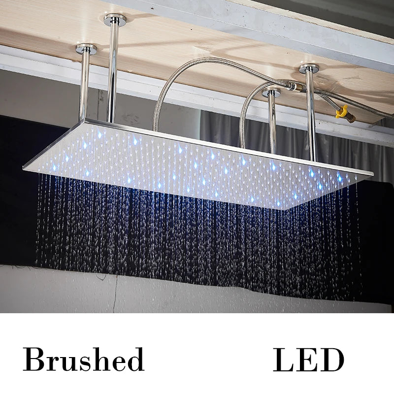 Wanmivezlo LED Brass Rainfall Shower Head Powered By Water Flow