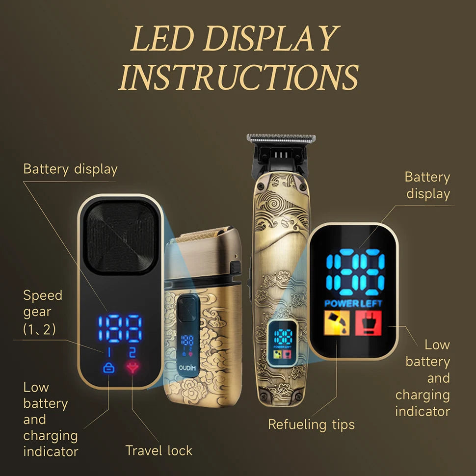 Oudim SuperchargedLongLasting WetDry Electric Shaver ShavingSystem For Men With TripleBlade