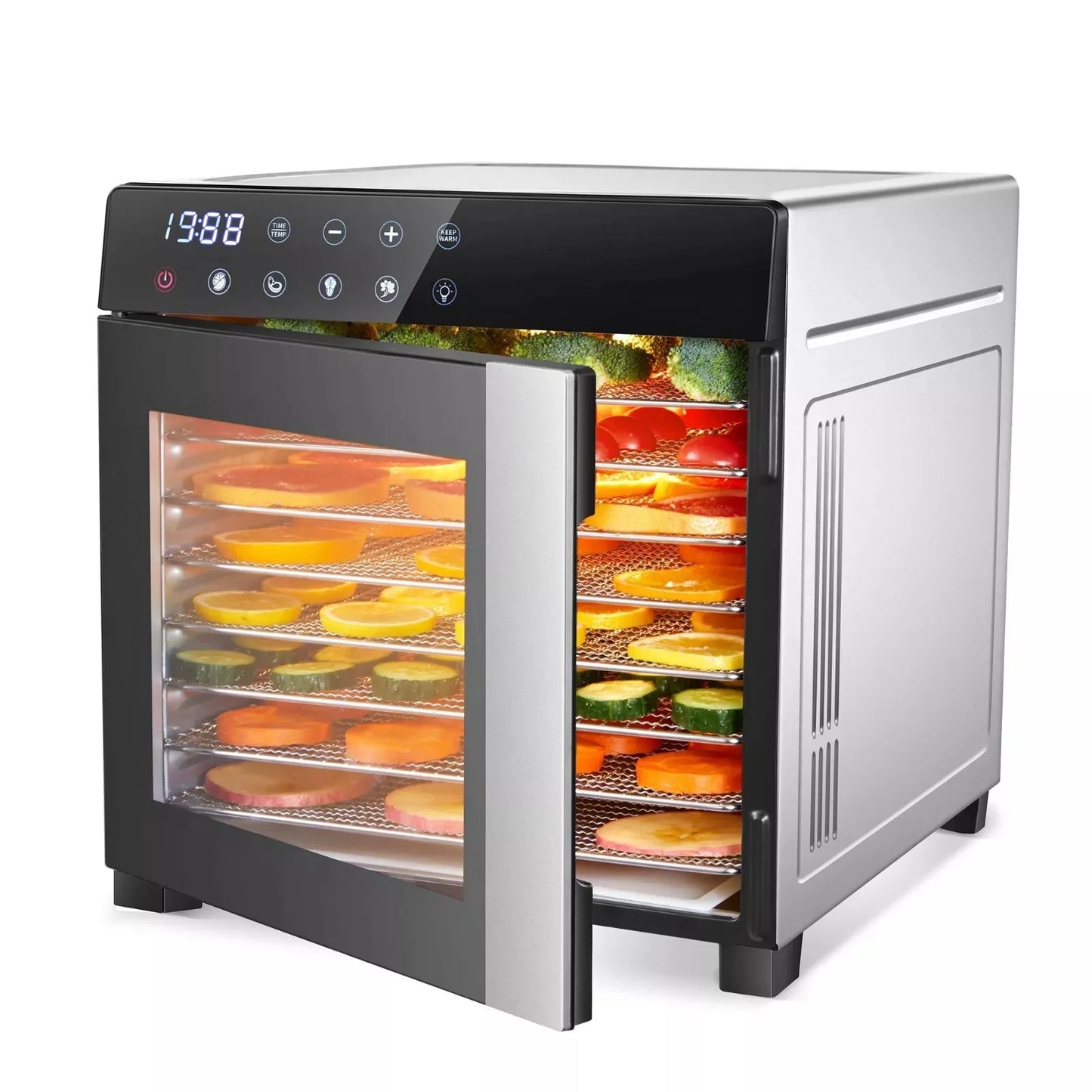 SNDOAS 8-Tray Stainless Steel Food Dehydrator 600W With Digital Timer