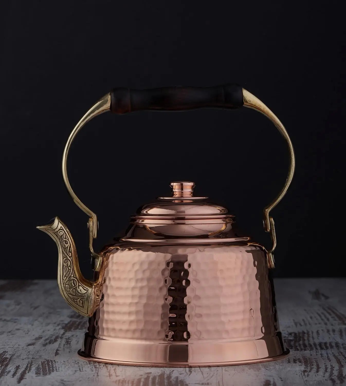 Handmade Solid Copper Teapot Tin Lined Stovetop Kettle