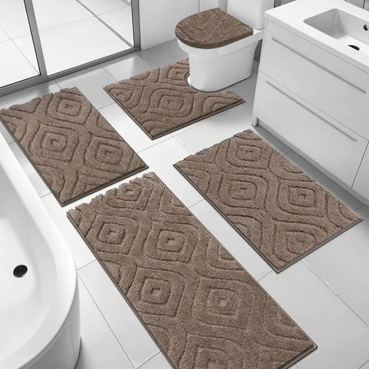 Ultra Soft 5 Piece Bathroom Rug Set With Plush Mats