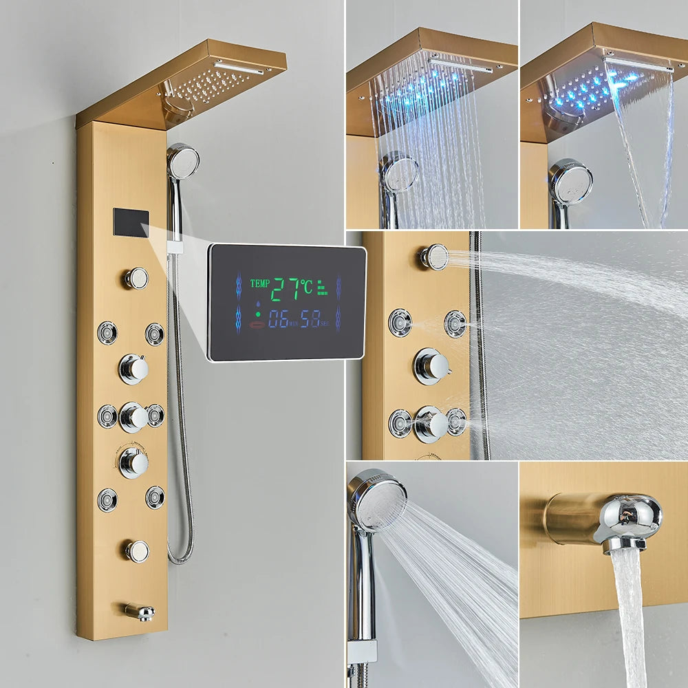 Poqihy Shower Panel System With Rainfall Jets Body Sprays And Handshower