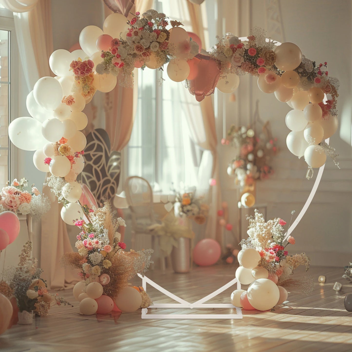 Heart Shape Metal Wedding Balloon Arch Backdrop Stand Frame