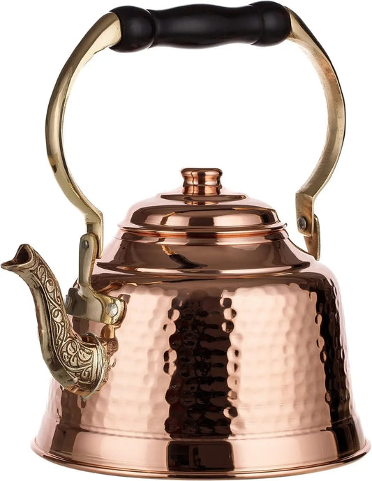 Handmade Solid Copper Teapot Tin Lined Stovetop Kettle