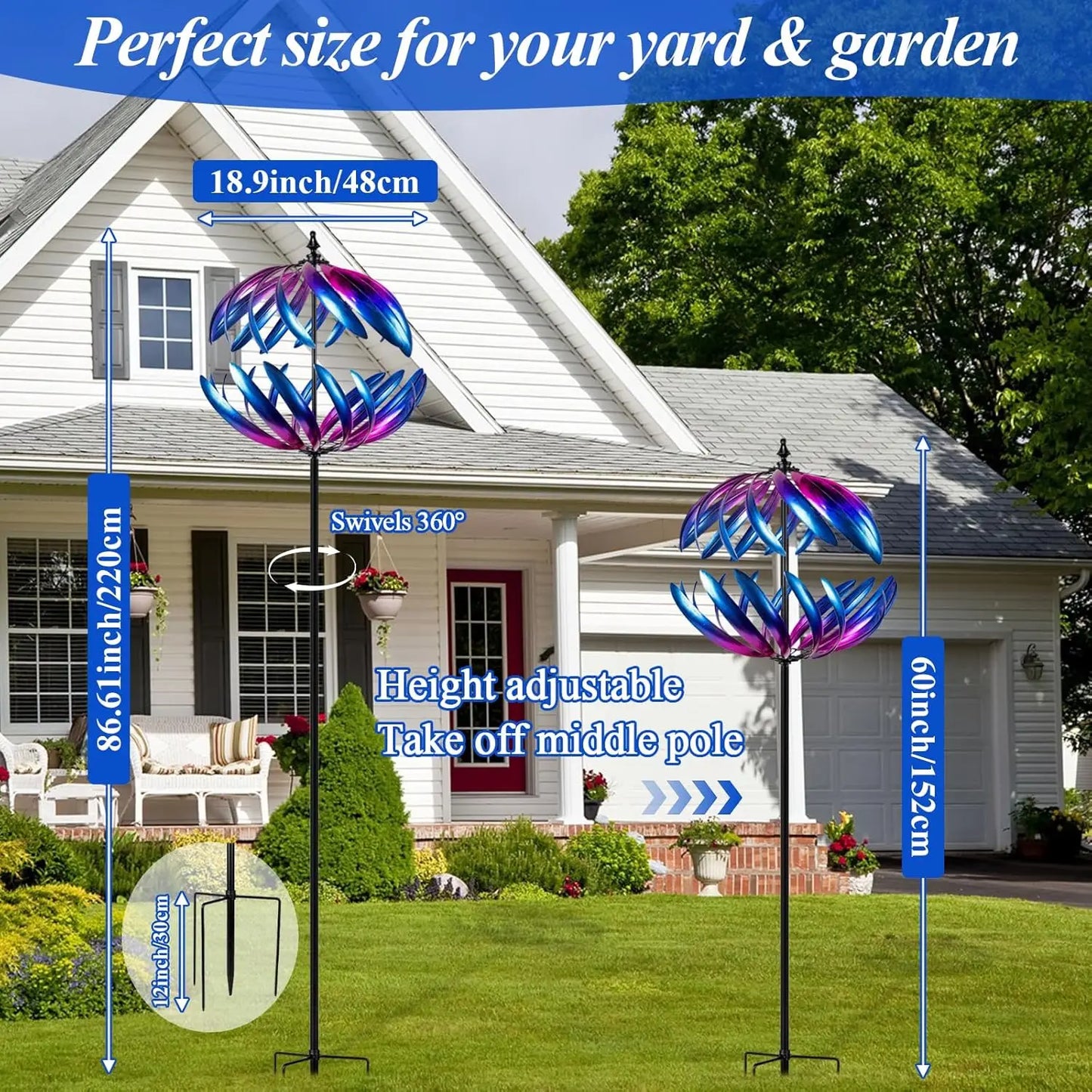Kinetic Garden Wind Spinner Dual Tier Metal Yard Decor