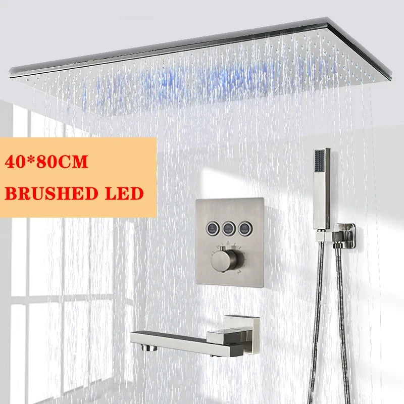 Wanmivezlo LED Brass Rainfall Shower Head Powered By Water Flow