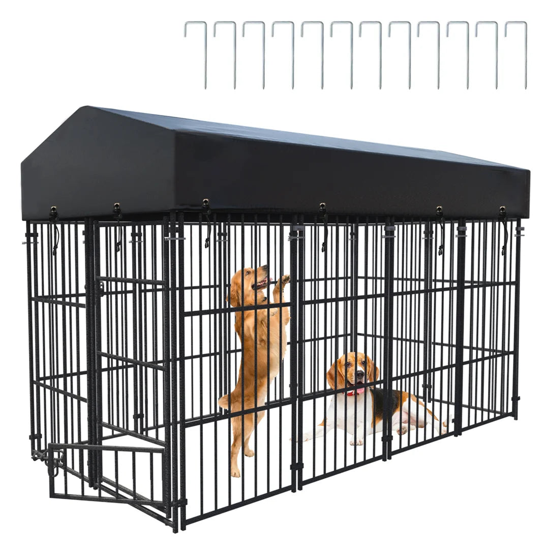 BINGOPAW Heavy Duty Dog Kennel Welded Metal Playpen For Outdoor Indoor Use