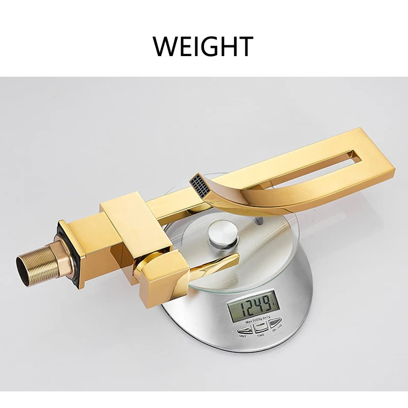 Wanmivezlo Bathroom Basin Faucet Deck Mounted Waterfall Mixer Tap