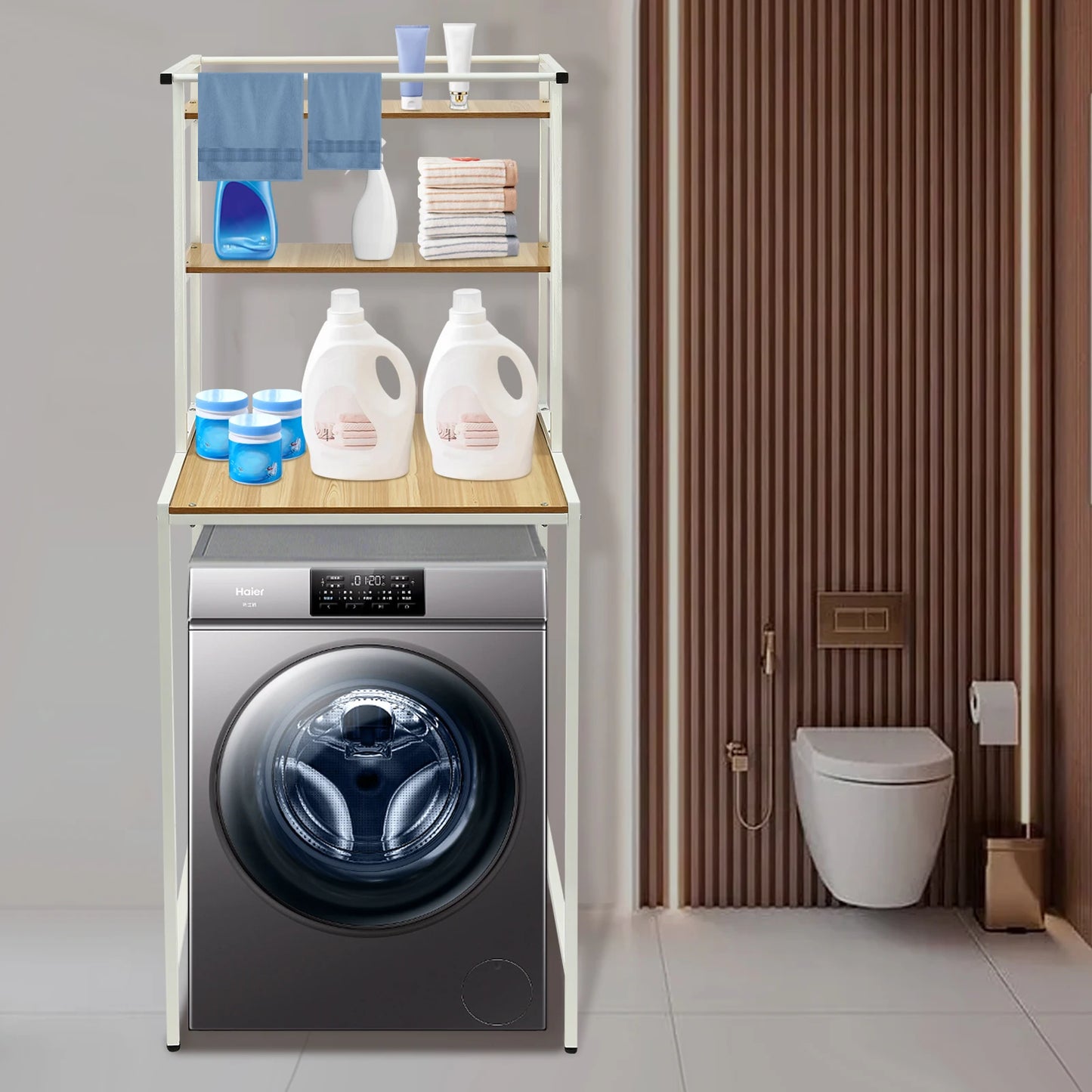 Three Tier Floor Standing Bathroom Storage Rack For Washing Machine