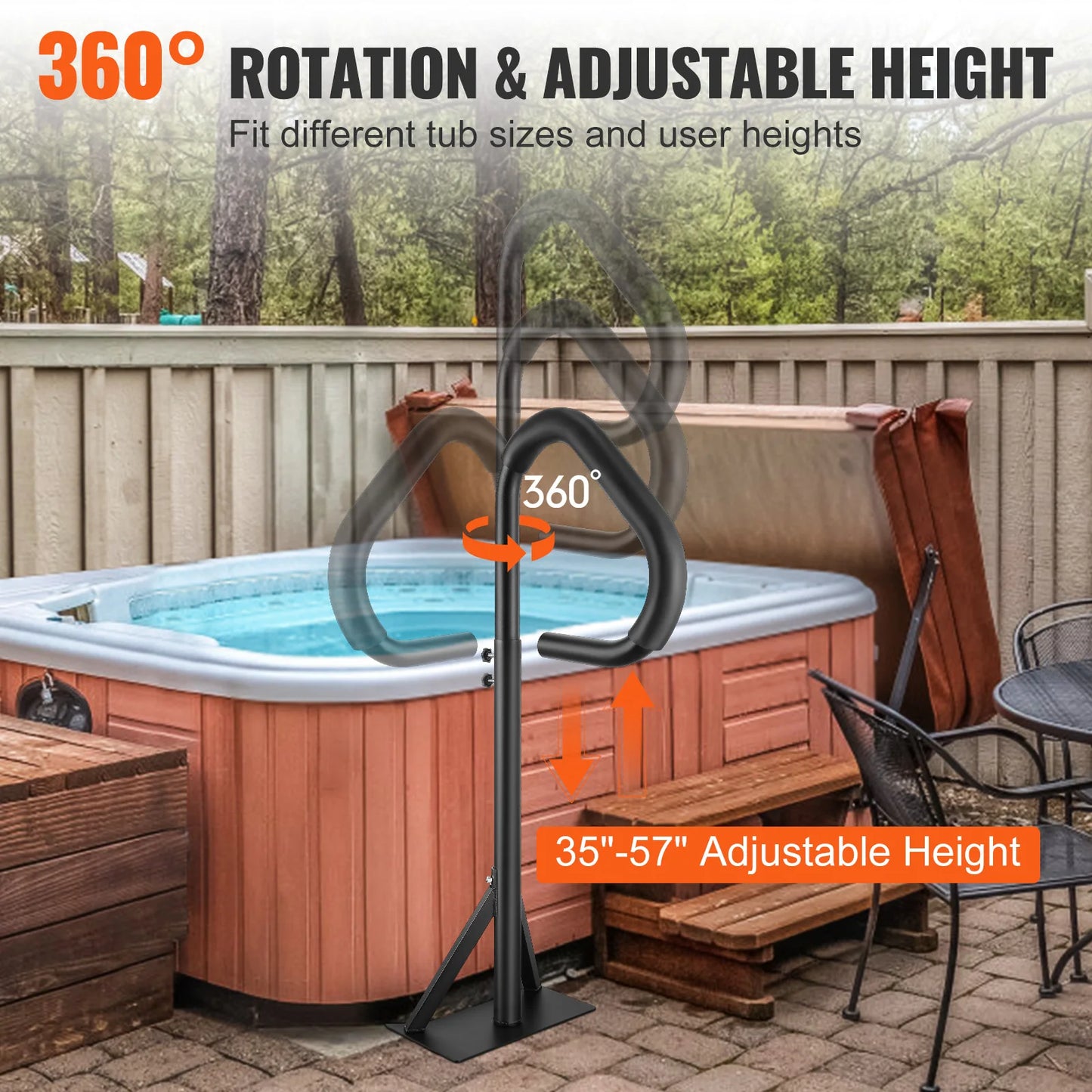 360 Degree Rotatable Hot Tub Handrail With Slide Under Mount