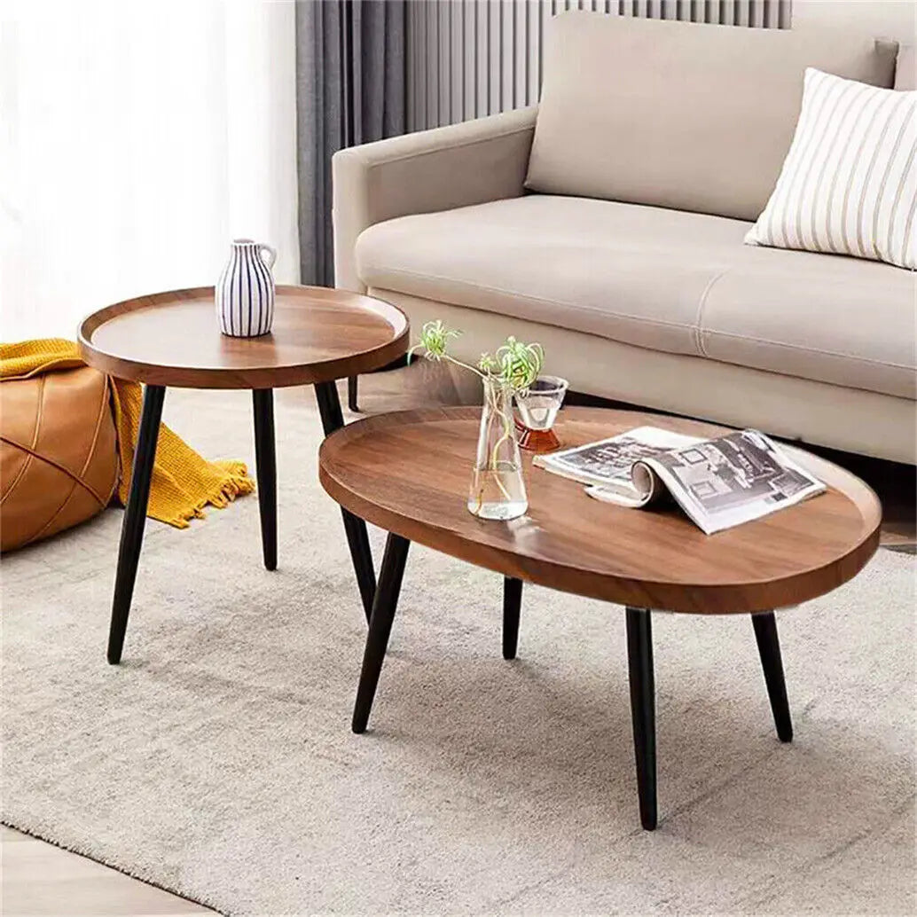 LUVODI Irregular Drop Shaped Coffee Table Set With Triangle Legs