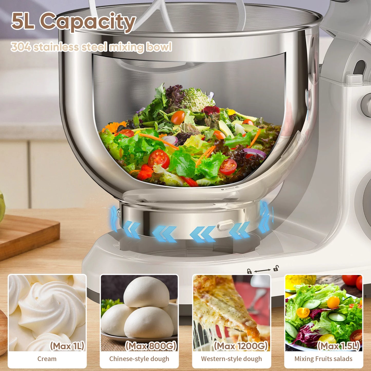 Biolomix 1200W Stand Mixer 11 Speed With Digital OLED Display