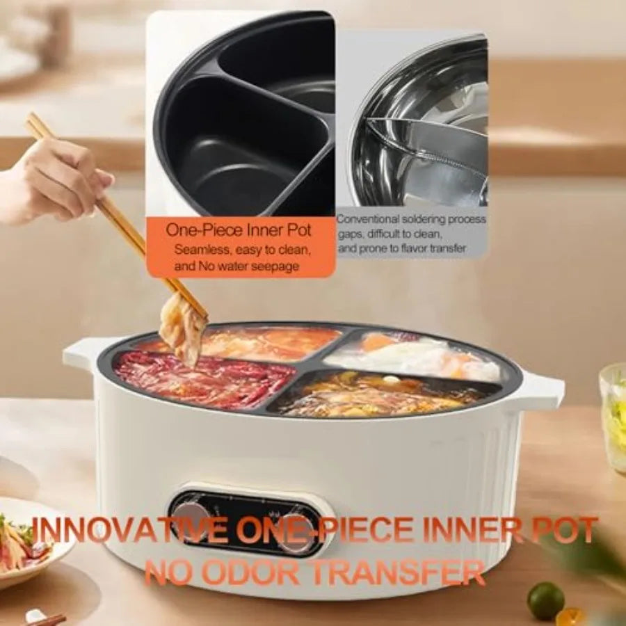 SHXI Four Grid Multifunctional Electric Stew Pot Six Liter Caldron