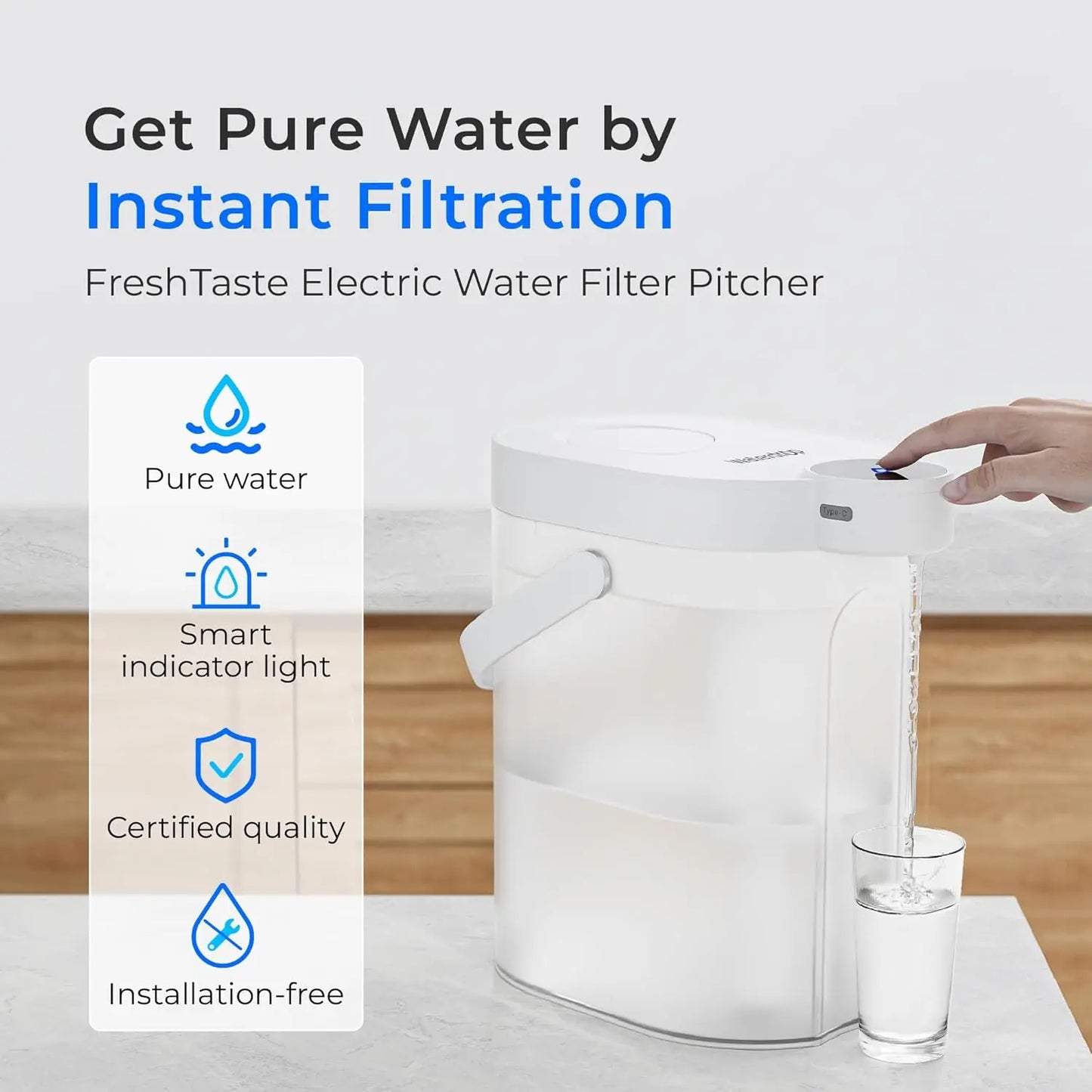 XMSJ FreshTaste Water Filter Pitcher With Rechargeable Dispenser And Advanced Filtration