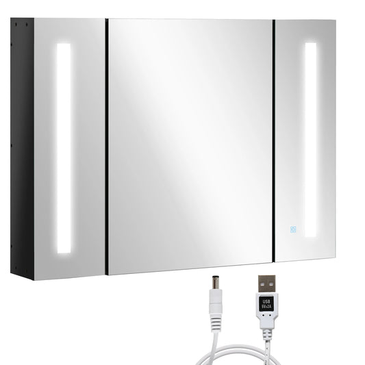 KLEANKIN LED Medicine Cabinet Wall Mounted 3-Door Mirror