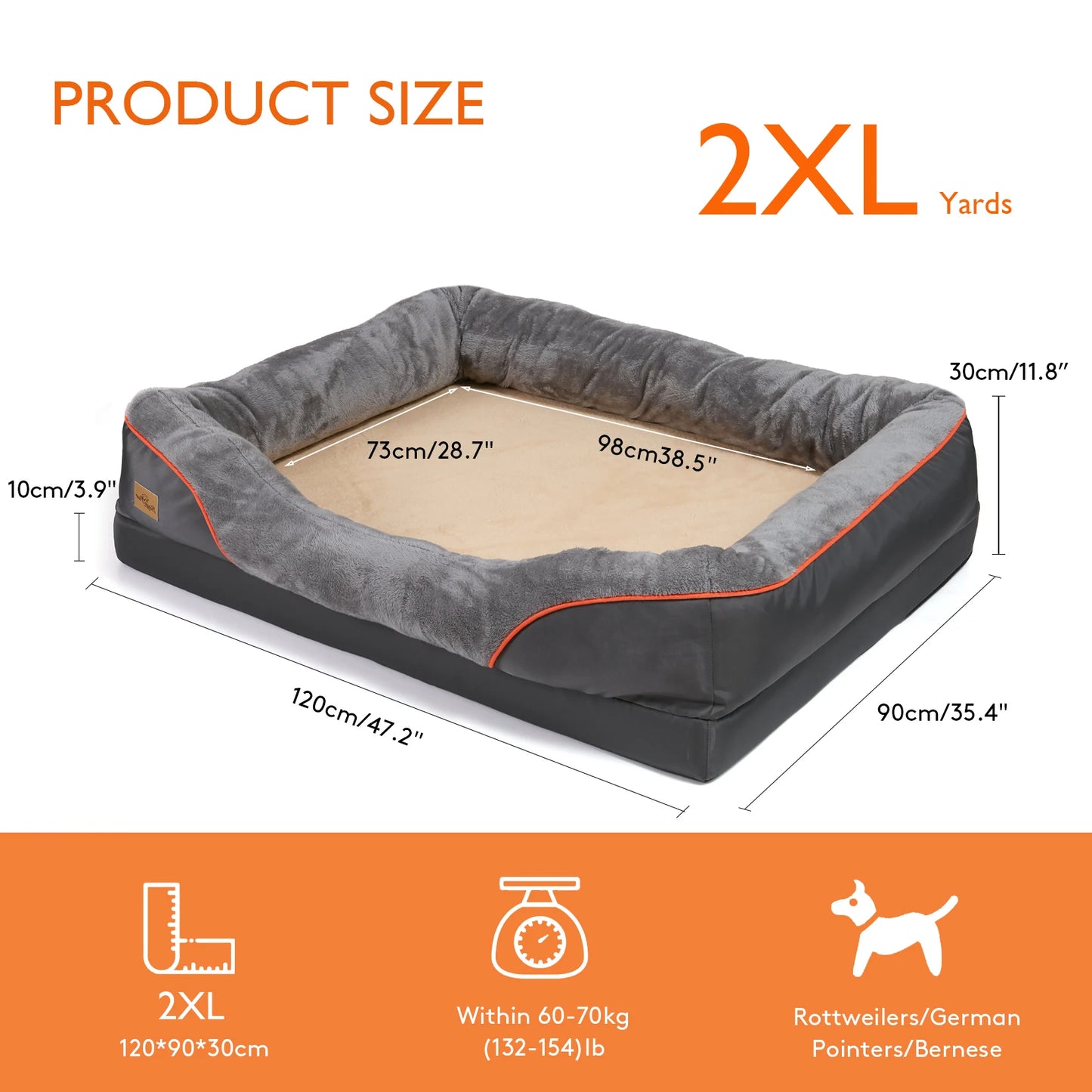 Bingopaw Waterproof Dog Bed With Removable Washable Cover Anti Allergy