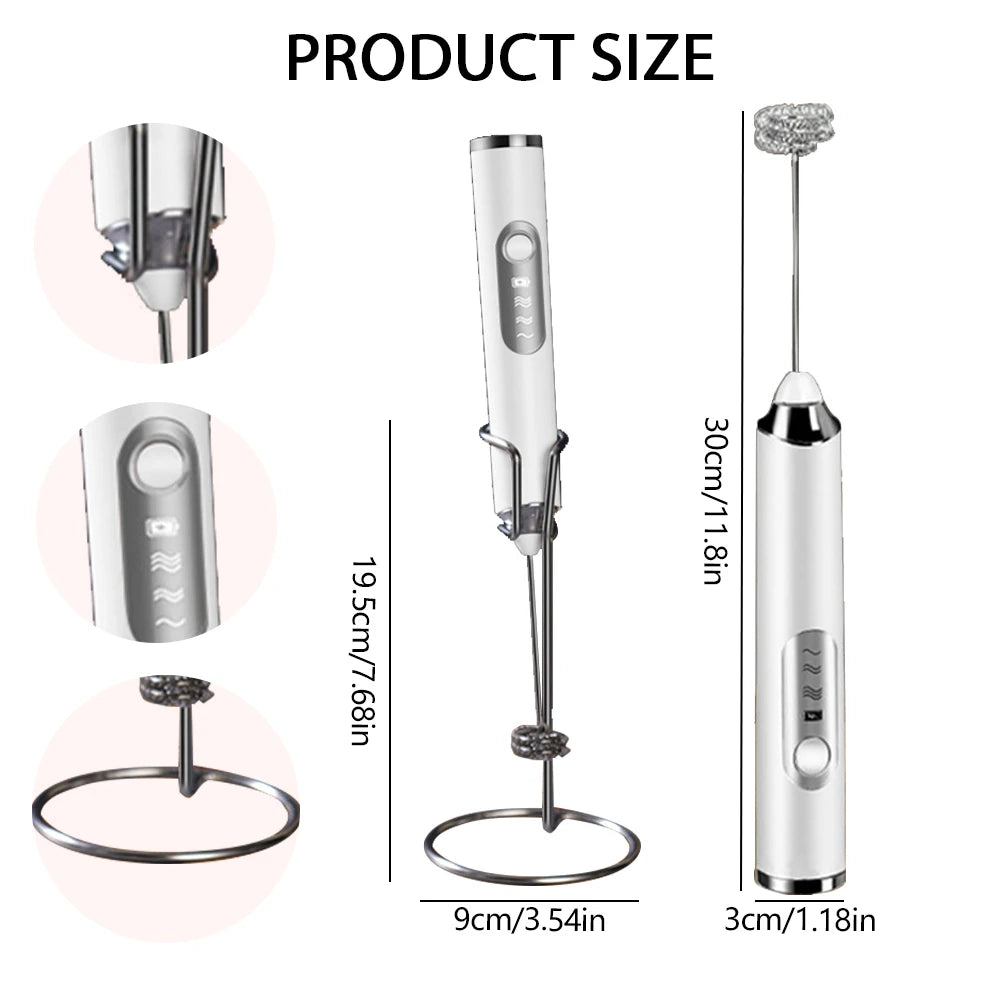 Alloet Mini Electric Milk Foamer Wireless Coffee Whisk