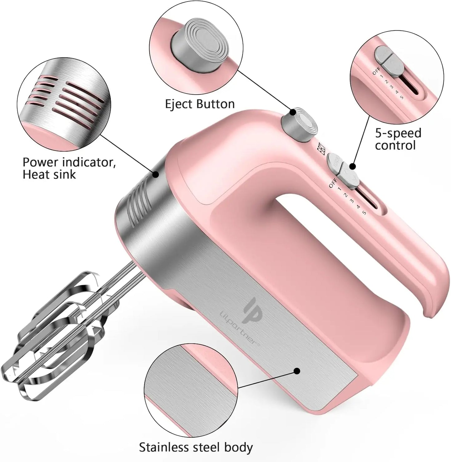 450W Electric Hand Mixer With Scale Cup Five Speeds