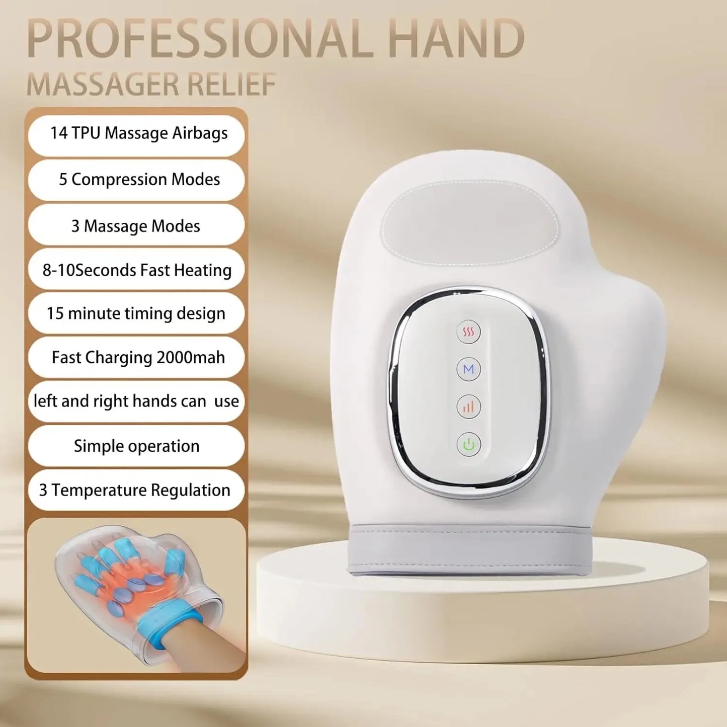 Hand Massager With Heat And Airbag Carpal Tunnel Wrist Compression