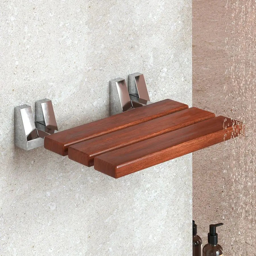XMSJ Teak Shower Seat Wall Mounted Fold Down Bench