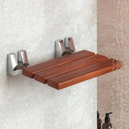 XMSJ Teak Shower Seat Wall Mounted Fold Down Bench