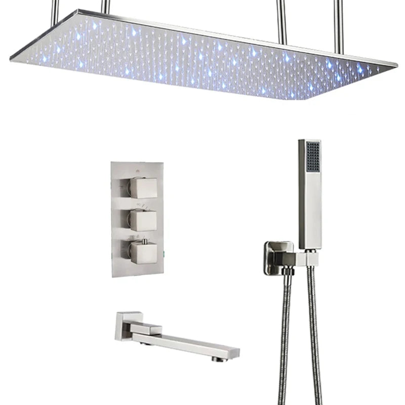 Wanmivezlo LED Brass Rainfall Shower Head Powered By Water Flow