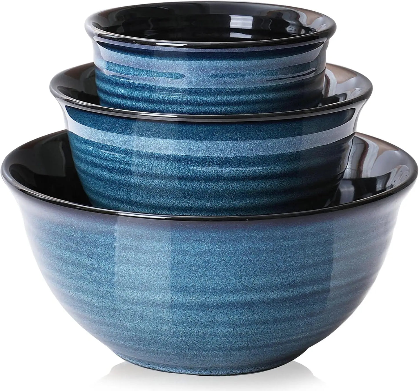 Ceramic Mixing Bowls Set Nesting Microwave Safe Handmade Serving Dishes