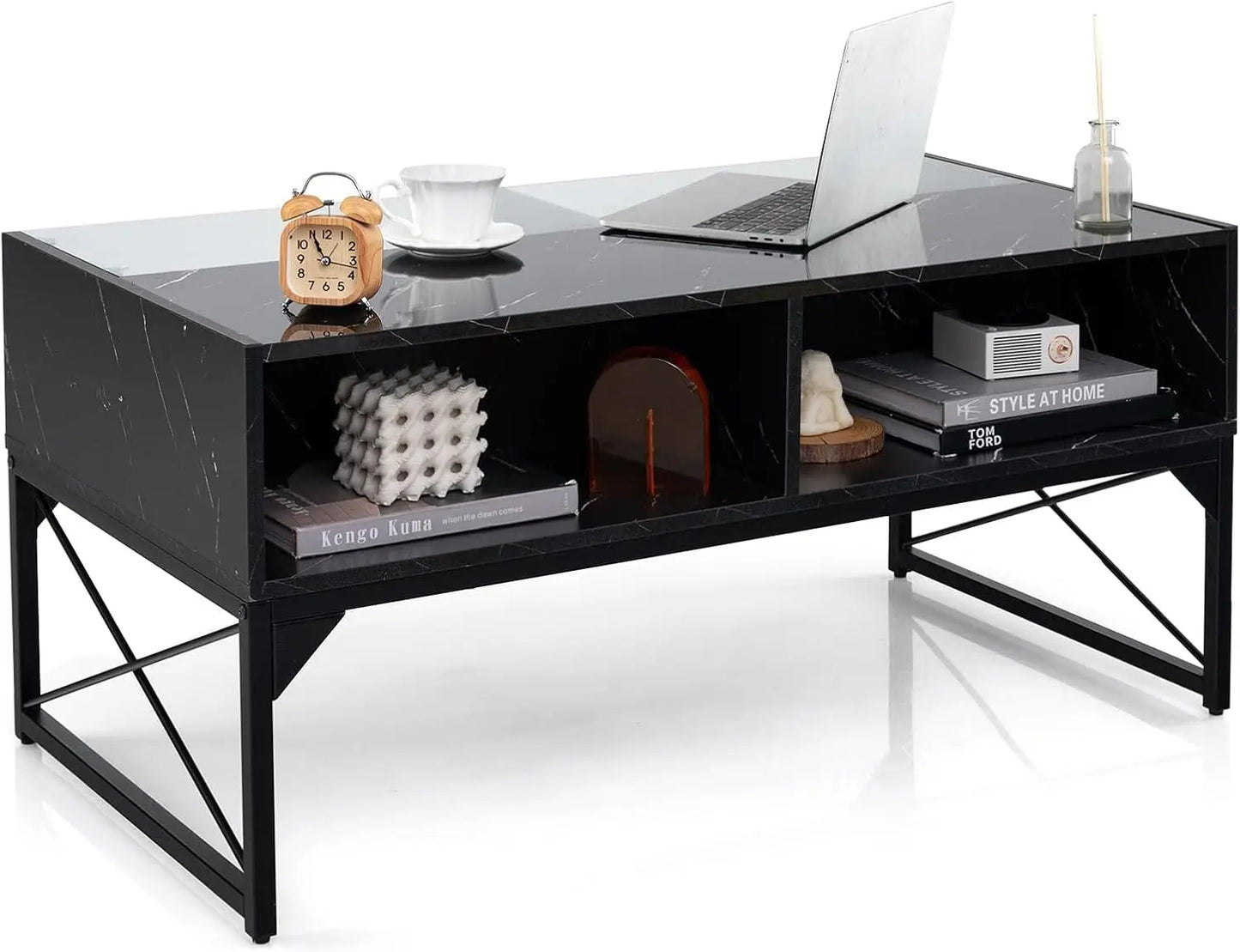 LED Coffee Table With 4 Storage Cubes And Remote Control