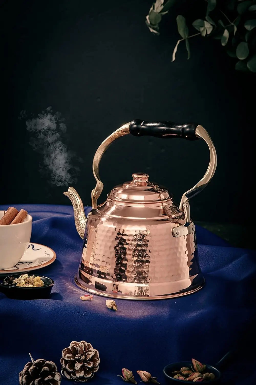 Handmade Solid Copper Teapot Tin Lined Stovetop Kettle