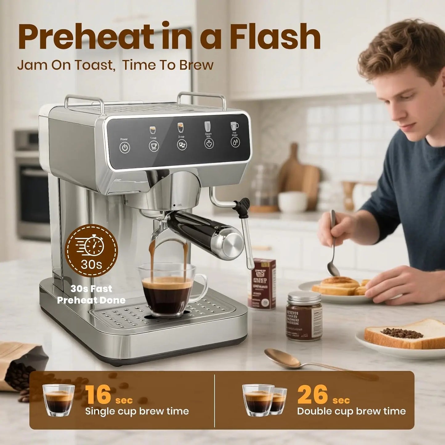 Iosn Espresso Machines With Touchscreen 20 Bar Professional Espresso Maker