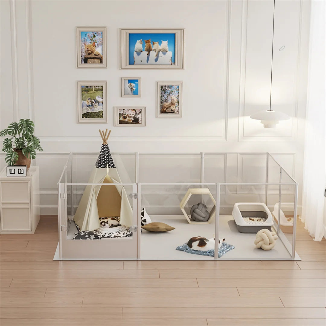 BINGOPAW Clear Acrylic Whelping Dog Playpen With Pad