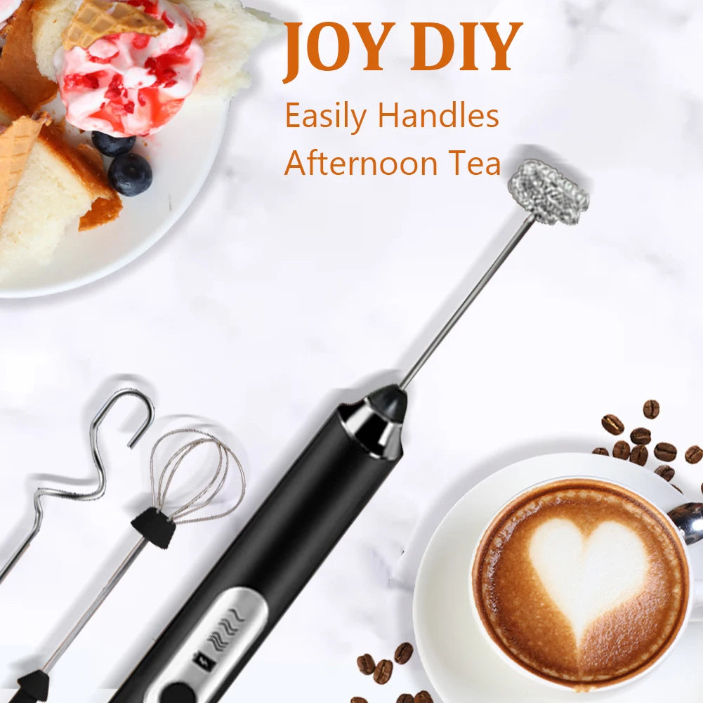 Alloet Mini Electric Milk Foamer Wireless Coffee Whisk