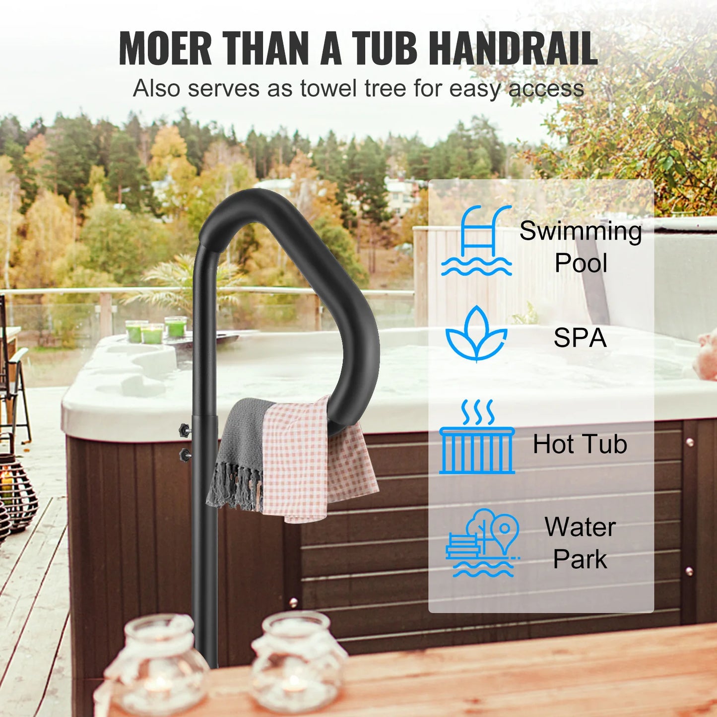 360 Degree Rotatable Hot Tub Handrail With Slide Under Mount