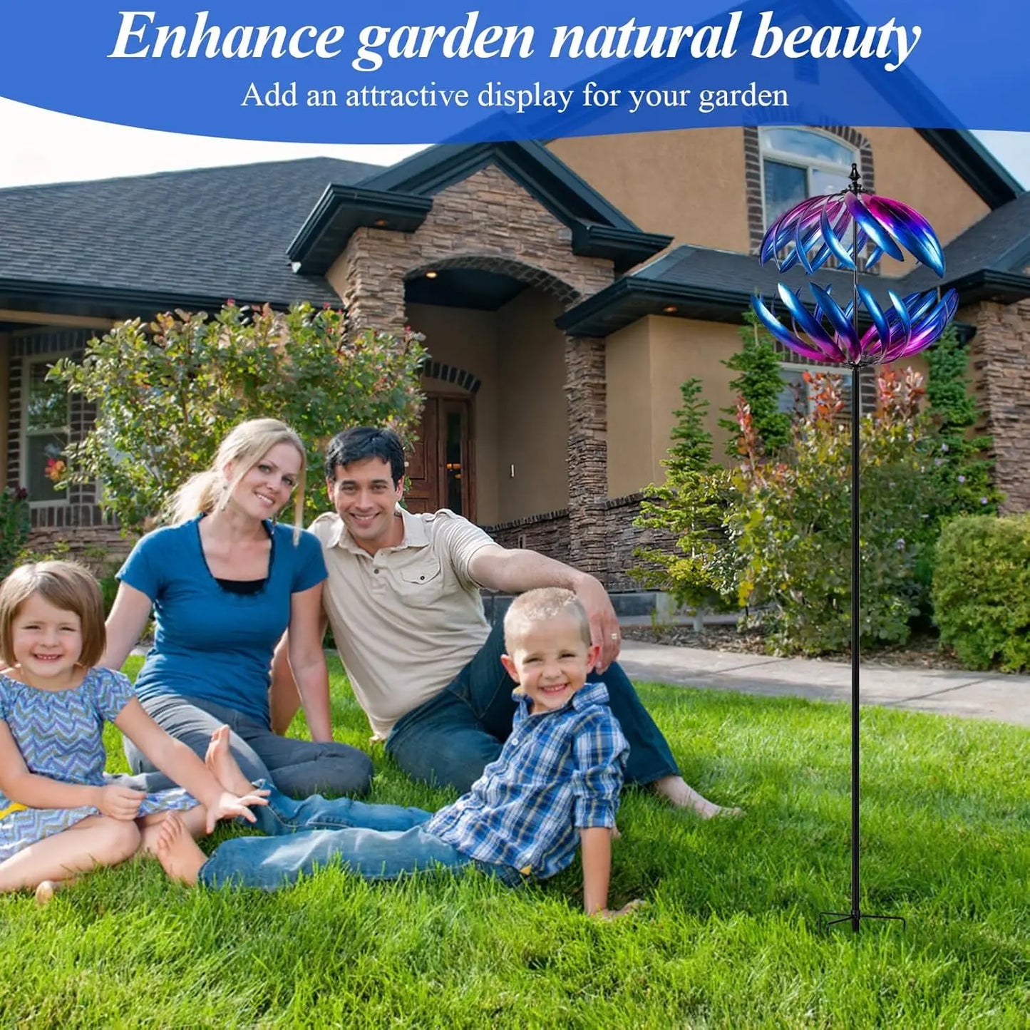Kinetic Garden Wind Spinner Dual Tier Metal Yard Decor