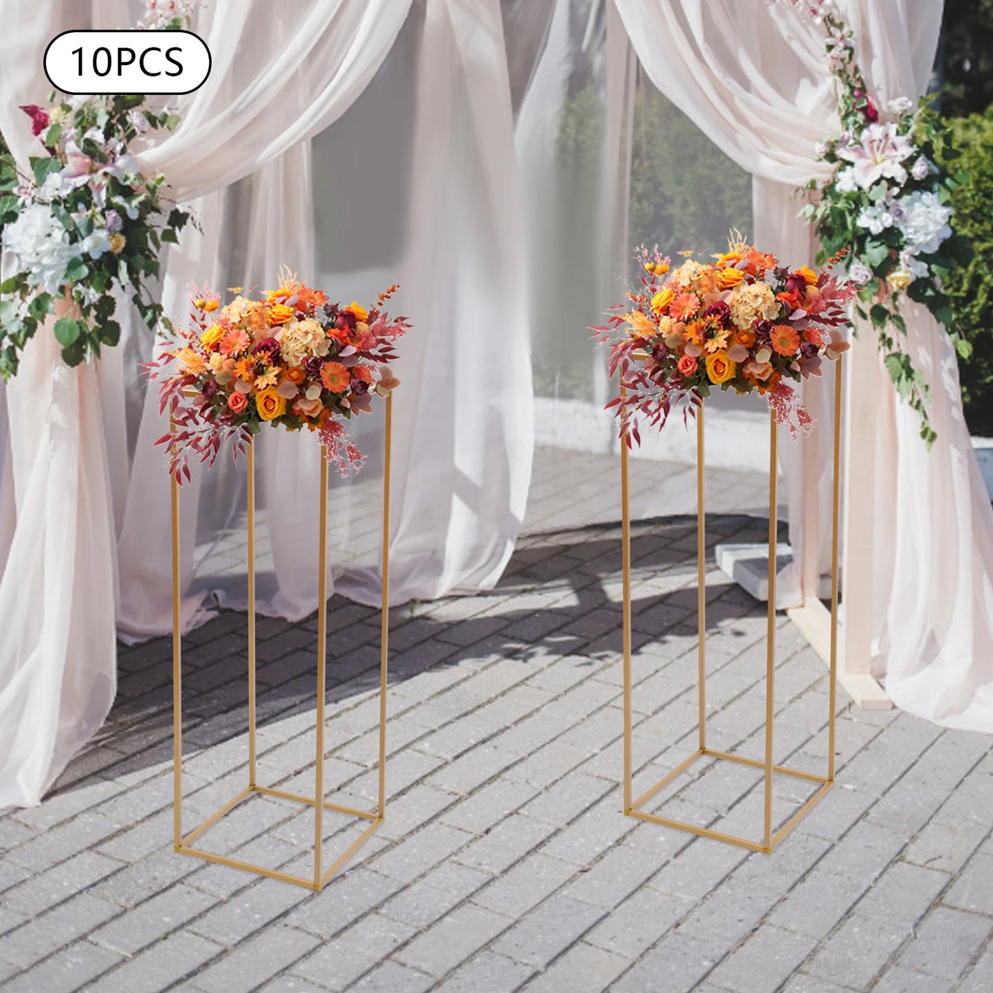 NONECN Metal Flower Display Stands Geometric Wedding Columns Centerpieces