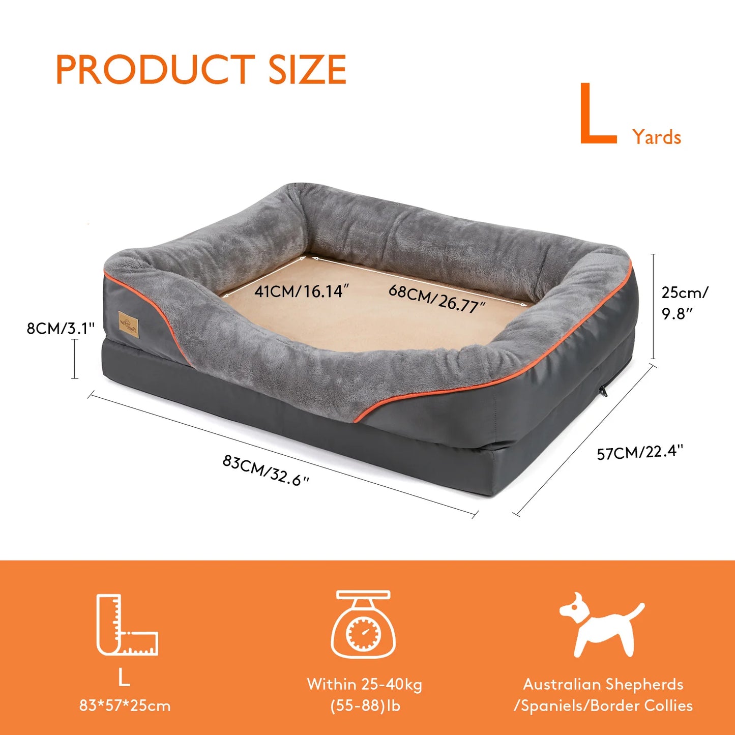 Bingopaw Waterproof Dog Bed With Removable Washable Cover Anti Allergy