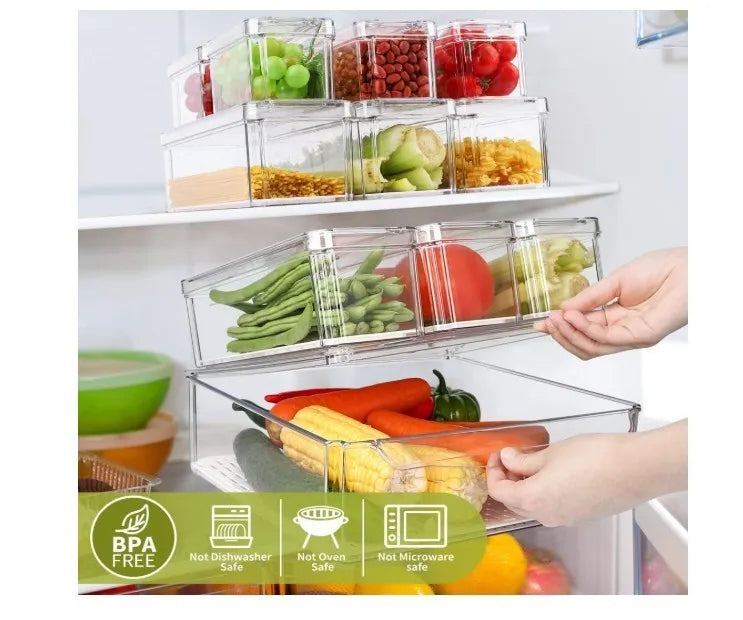 10 Pack Refrigerator Pantry Organizer Bins Stackable Clear Storage Containers